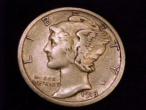 1918-S Mercury Dime, Fine to Very Fine Grade
