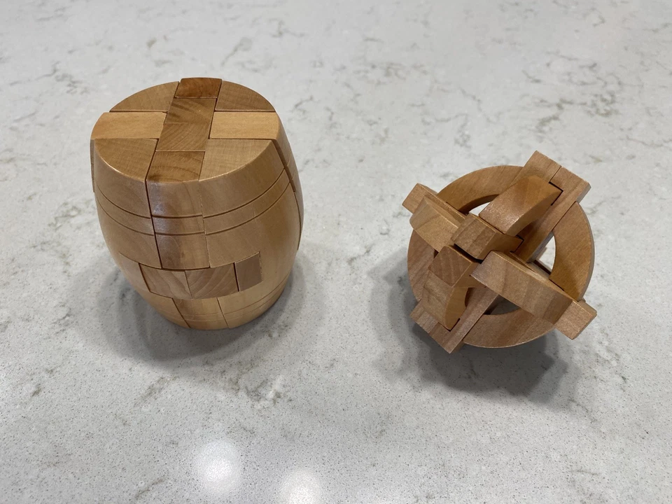 #2 Brain Teasers for Adults Wooden 3D Locking Interlocking Puzzles #2 puzzles!!! - Image 2 of 4