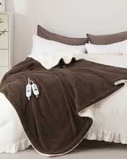 Electric Blanket King, Heated Blanket Dual Control Soft Double Sherpa Cozy wi...