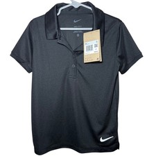 Nike Dri-FIT Black Polo Shirt Kids XS Short Sleeve Athletic Golf Top NWT