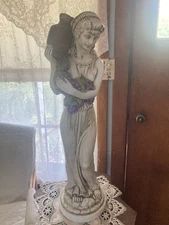 Vintage Roman Woman Holding Grapes/Urn Statue,26" Tall