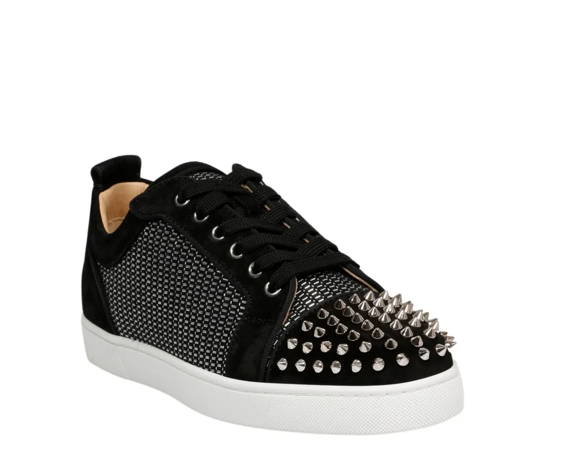 Christian Louboutin Men's Louis Junior Spikes Flat Sneakers - Black - Size 14