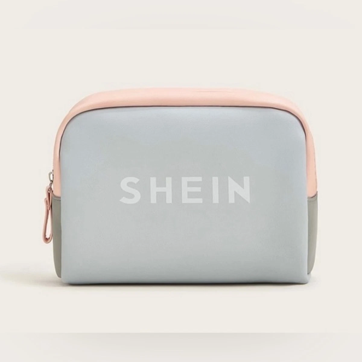 SHEIN Logo Print Colorblock PU Cosmetic Bag