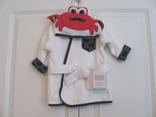 NWT 0-9 MO. BOY'S HUDSON BABY HOODED BATHROBE - CRAB/NAUTICAL DESIGN