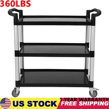 Utility Service Cart with Locking Wheels 3Tier Food Service Cart 360lbs Capacity