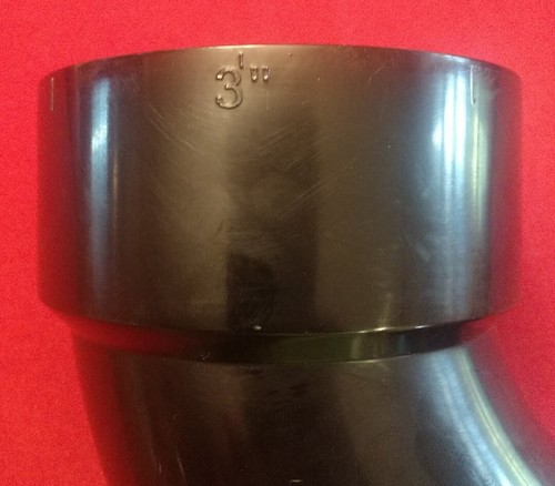 Lesso LN304-030 ABS/dwv 3" Long Sweep 90 Degree Elbow (HubxHub) RV Black Pipe - Picture 3 of 4