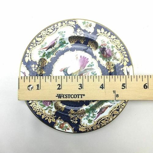 Antique Booths Bread Plate Birds Floral Cobalt Blue England Chelsea 5 1/4 - Picture 4 of 4