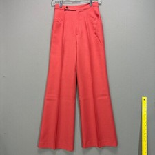 VTG 70s Bell Bottom Disco Pants Flare Polyester 24" Waist Salmon Pink Barbie