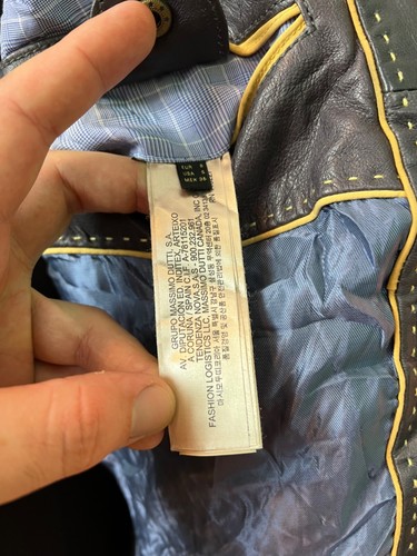 Massimo dutti leather jacket hype classic blue size s - Picture 7 of 11