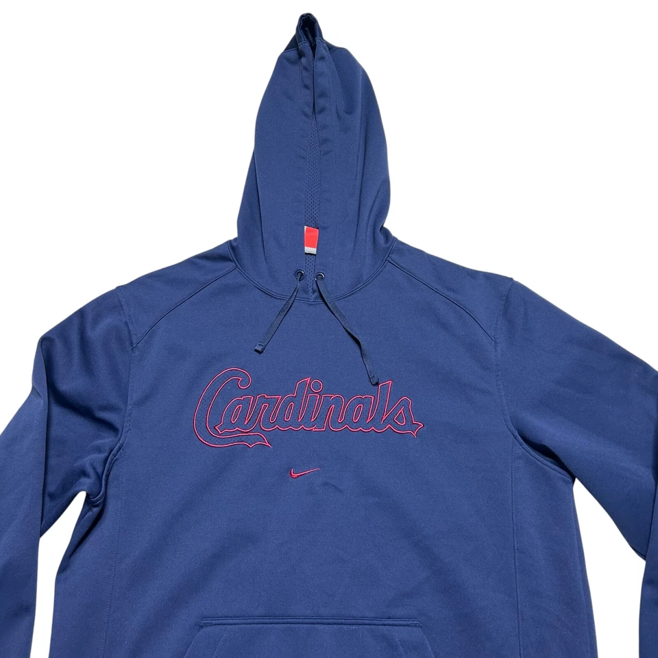 耐克 St Louis Cardinals 连帽运动衫男式中号海军蓝羊毛 Therma — 第 2/4 张图片