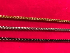 16"-60" 3mm  Gold , Silver, Black Plated Stainless Steel Braided Wheat Necklace