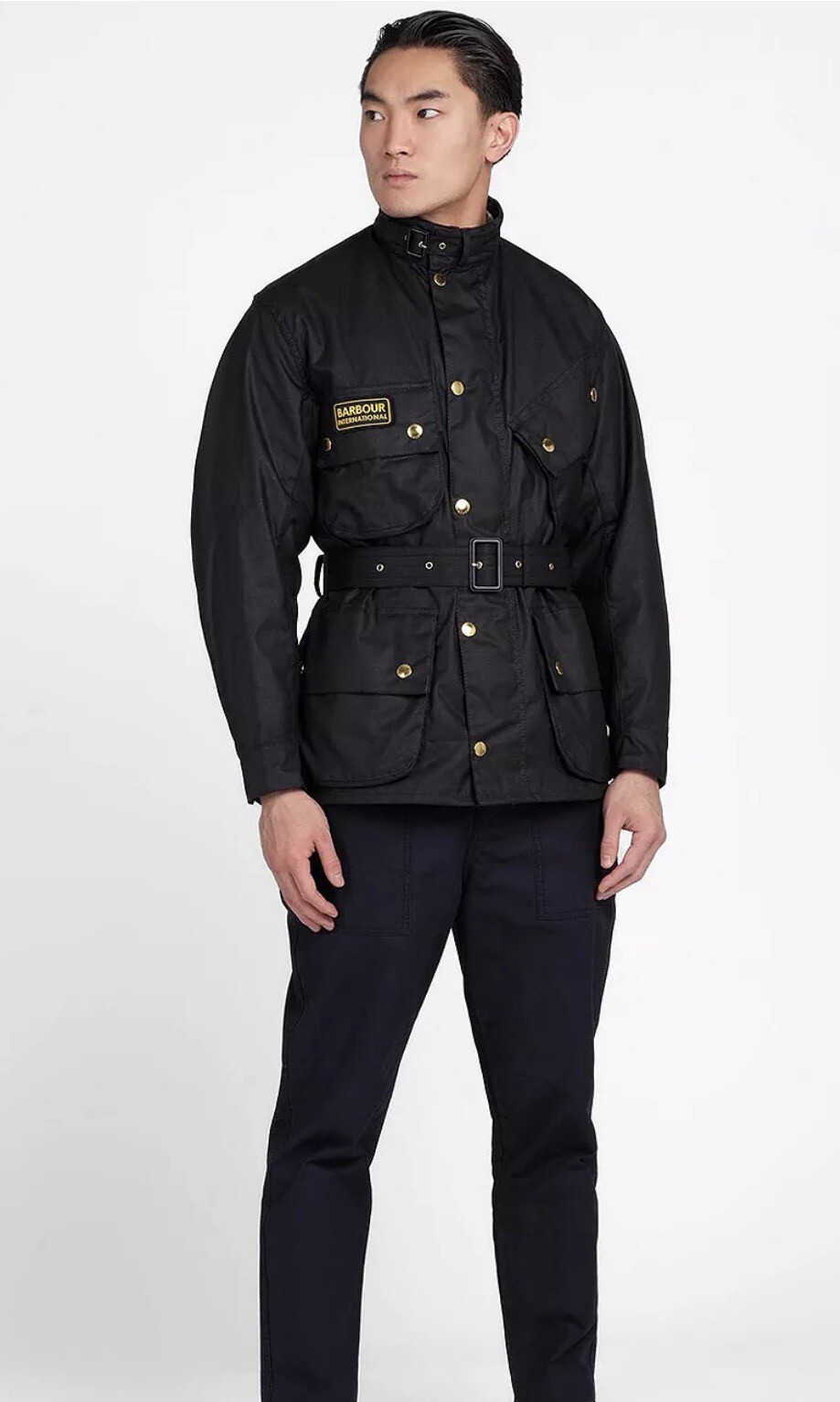 Barbour International Original Waxed Jacket With Belt. Men’s. Black