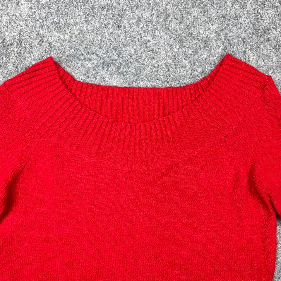 OP Sweater Youth Girls Large 11/13 Red Boat Neck Knit Pockets Casual Stretch Y2K - Image 2 of 4