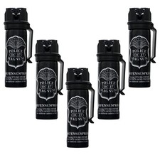 5 POLICE MAGNUM Pepper Spray Self Defense 3oz Flip Top Stream Belt Clip Security