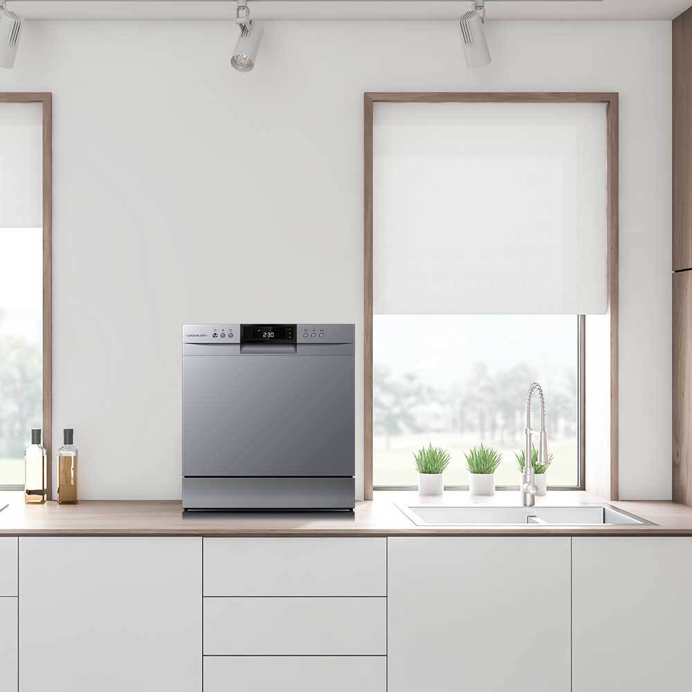 Cookology CTTD8SL Silver Tabletop Dishwasher 8 place settings XL Mini