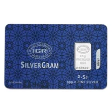 8 BARS IN PACKAGE! 2.5 gram Silver IGR Bar with Assay! New / Uncirculated 999.0