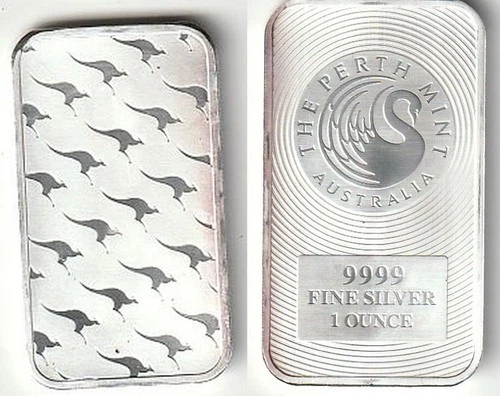 Kangaroo Australia The Perth Mint Swan 1 oz 9999 Fine Silver Bar