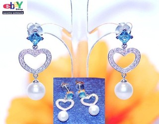 Valuable exclusive 1.20ct brilliant aquamarine pearl 585 gold earrings value €2990