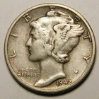 1942 D Mercury Dime 90% Silver VF-EF  "Actual Coin Pictured - Not Cleaned"