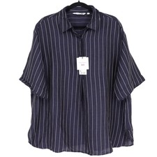 UNIQLO x JW Anderson Women's XL Navy White Stripe Linen Blend Pullover Shirt NWT