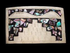 NC01174 VINTAGE 1970s  AZTEC MAYAN TEMPLE  SOUTHWESTERN DESIGN ARTWORK BUCKLE