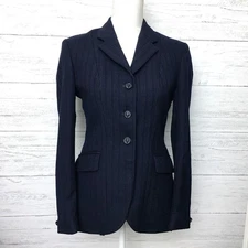 Pytchley Wool Riding Jacket Navy Pinstripe Equestrian Women’s Show Hunt Coat VTG