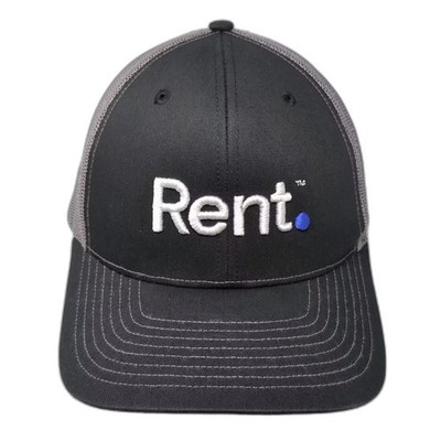 Richardson 112 Trucker Hat Black Gray Embroidered Rent Logo Snapback Mesh OSFA