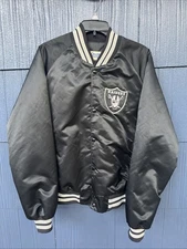 Vtg Chalk Line Las Vegas Raiders NFL Football Snap Satin Jacket Mens Large