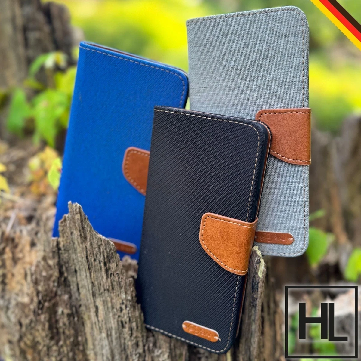Housse Portefeuille En Cuir éco Pour Huawei P8 Lite (2015) - Noir, Slim, Avec Porte-cartes - Neuf Sous Blister