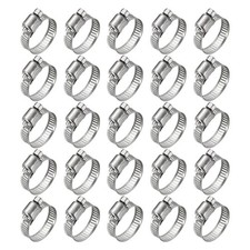 25Pcs Stainless Steel Hose Clamps, Adjustable 1/2" to 3/4" 13-19mm Heavy Du...