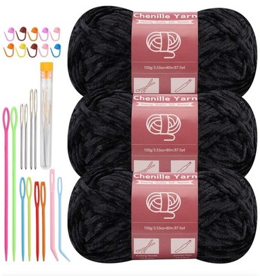 Yarn Chenille Lot Of 24 Skeins  Weaving, Quality, Soft, Warmth100g/3.53oz (B)