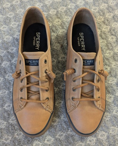 SPERRY Top-Sider Seacoast Tan Leather Deck Trainers Shoes Women's Size UK 7.5 - Imagen 2 de 23