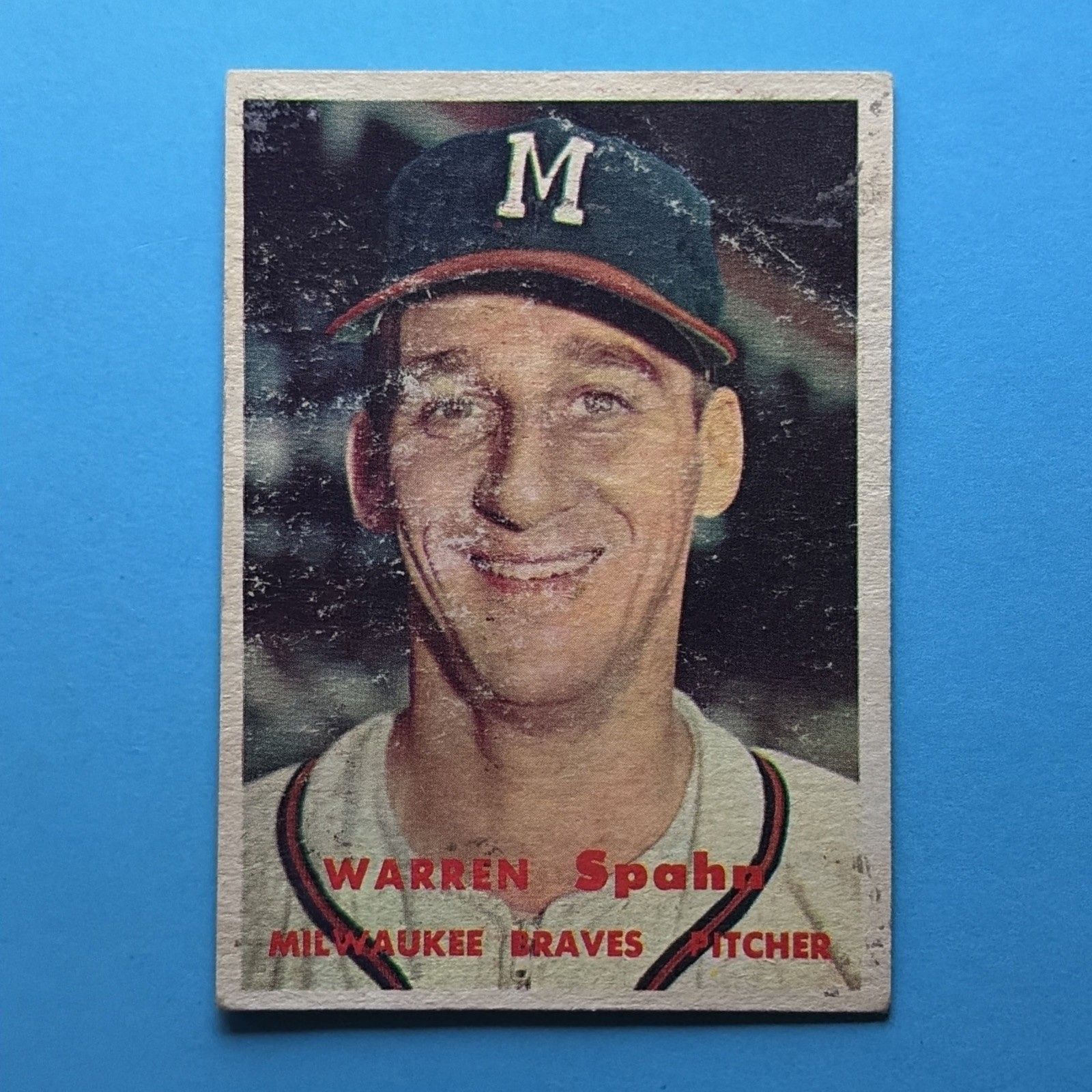 1957 Topps #90 Warren Spahn [BV $150] - Poor/Filler