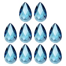 K9 Crystal Teardrop Pendants Oval Beads, 10 Pack 38mm, Sky Blue