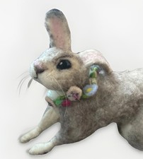 Handmade OOAK Needle Felted Hare Rabbit Sculpture Artist Fiber Art Bunny 12&rdquo;