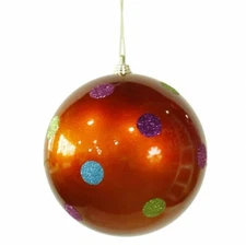 Vickerman M120218 5.5 in. Orange Candy Polka Dot Ball