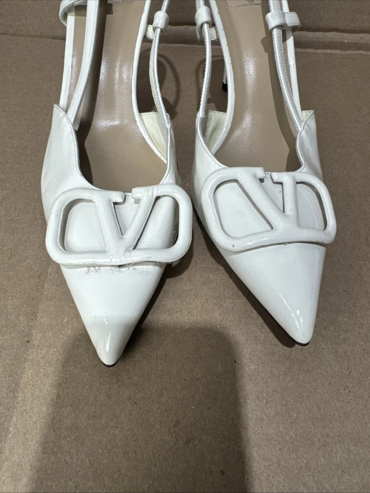 Valentino V LOGO White LEATHER SLINGBACK Size 40 Us 9 - Image 2 of 4