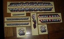 NOS Vintage BMX Mongoose Villain Bicycle Sticker Set
