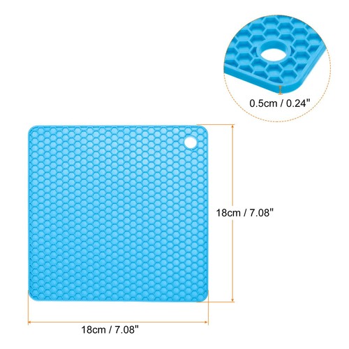 Silikon Untersetzer Matten 4 Stück, Hot Pads Topflappen für Arbeitsplatte - Blau - Bild 2 von 5