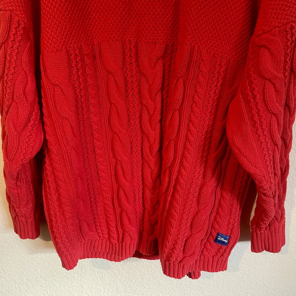 Suéter tejido con cable rojo navideño Disneyland Spirit Jersey pequeño de gran tamaño  Foto 3 de 4