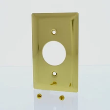 P&S Polished Solid Brass 1.406" Receptacle Wallplate Single  Outlet Cover SB7-PB