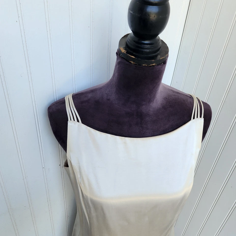 Vestido de Colección Fairweather Para Mujer Correa de Espagueti Satén Tirantes Beige Forrado Talla 10 Foto 4 de 4