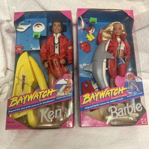 1994 Vintage Barbie & Ken Baywatch Set w/ Dolphin & Jet Ski, Mint, orig box, LOT
