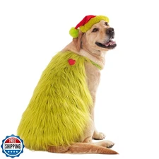 Littledropet Furry Dog Green Monster Costume with Pet Christmas H