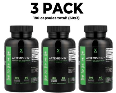 Artemisinin, 3 PACK, 505 mg, 60 Capsules each, HumanX, Healthy Immune digestion