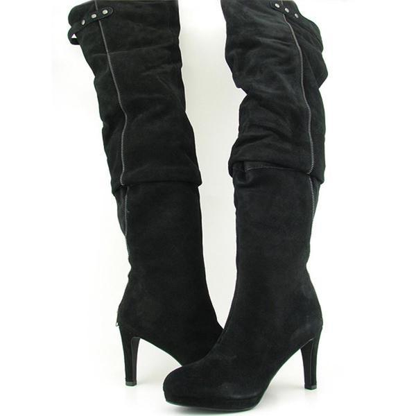 New Kelsi Dagger Ebony over knee black suede boots with zips US9,5 UK7 RRP £299 image 3
