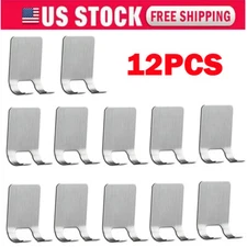 12PCS Stainless Steel Holder Set - Adhesive Wall-Mounted Hooks For Razor HOT