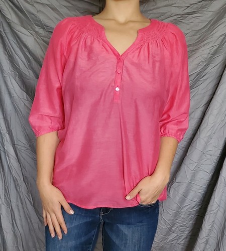 Ann Taylor Pink Blouse Silk Cotton 