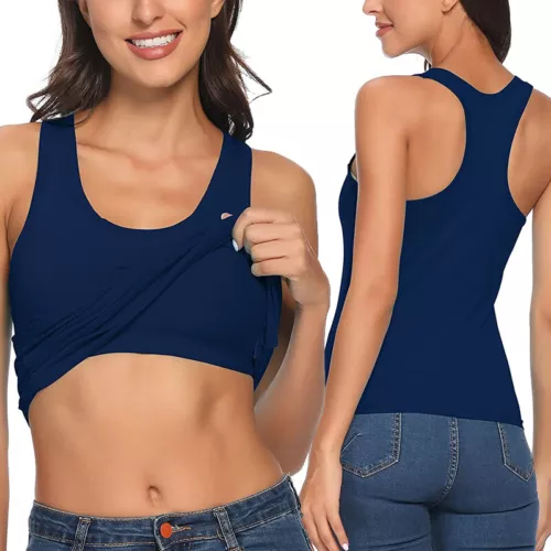 Camisole with Built in Bra Women Tank Tops Padded Bra Vest Undershirt Sleeveless - Picture 34 of 43
