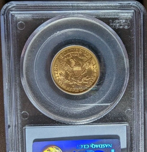 :1880-S G$5 Dollars Liberty/Coronet PCGS BU MS61 Rive d'Or Gold Half-Eagle R2 - Image 2 of 4